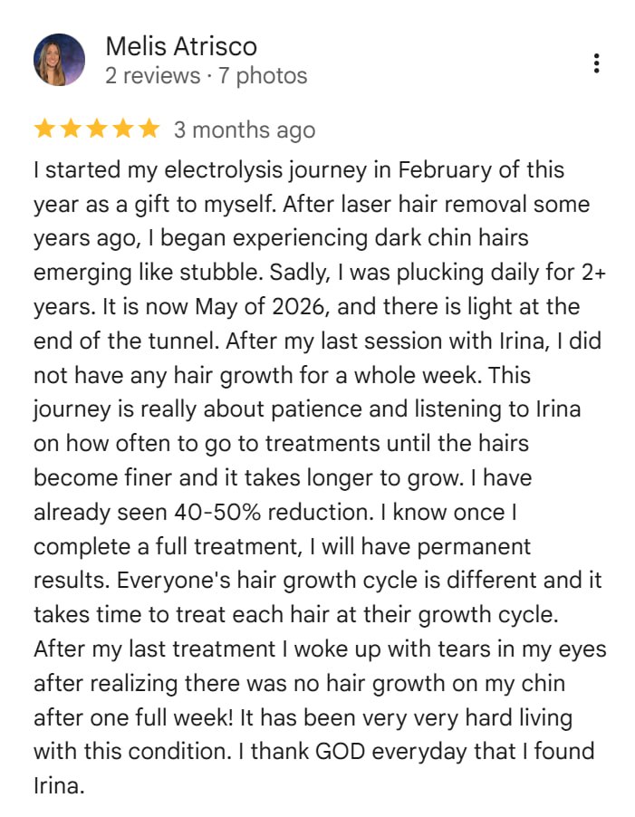 Client review for Electrolysis Bay Area